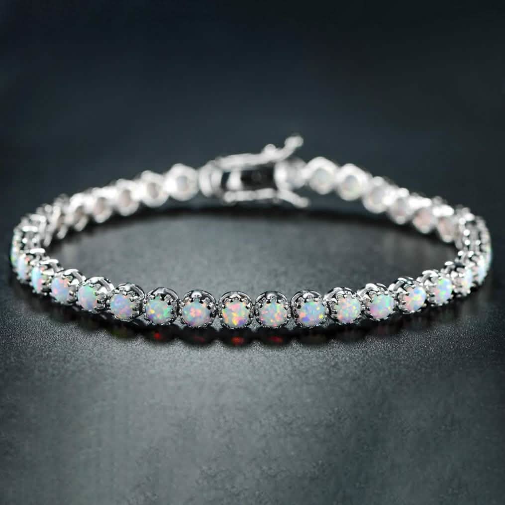 Pulsera de tenis de ópalo de fuego blanco