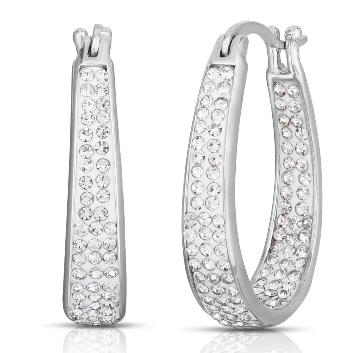 Aros blancos por dentro y por fuera con aretes de 2.00 CT de regalo