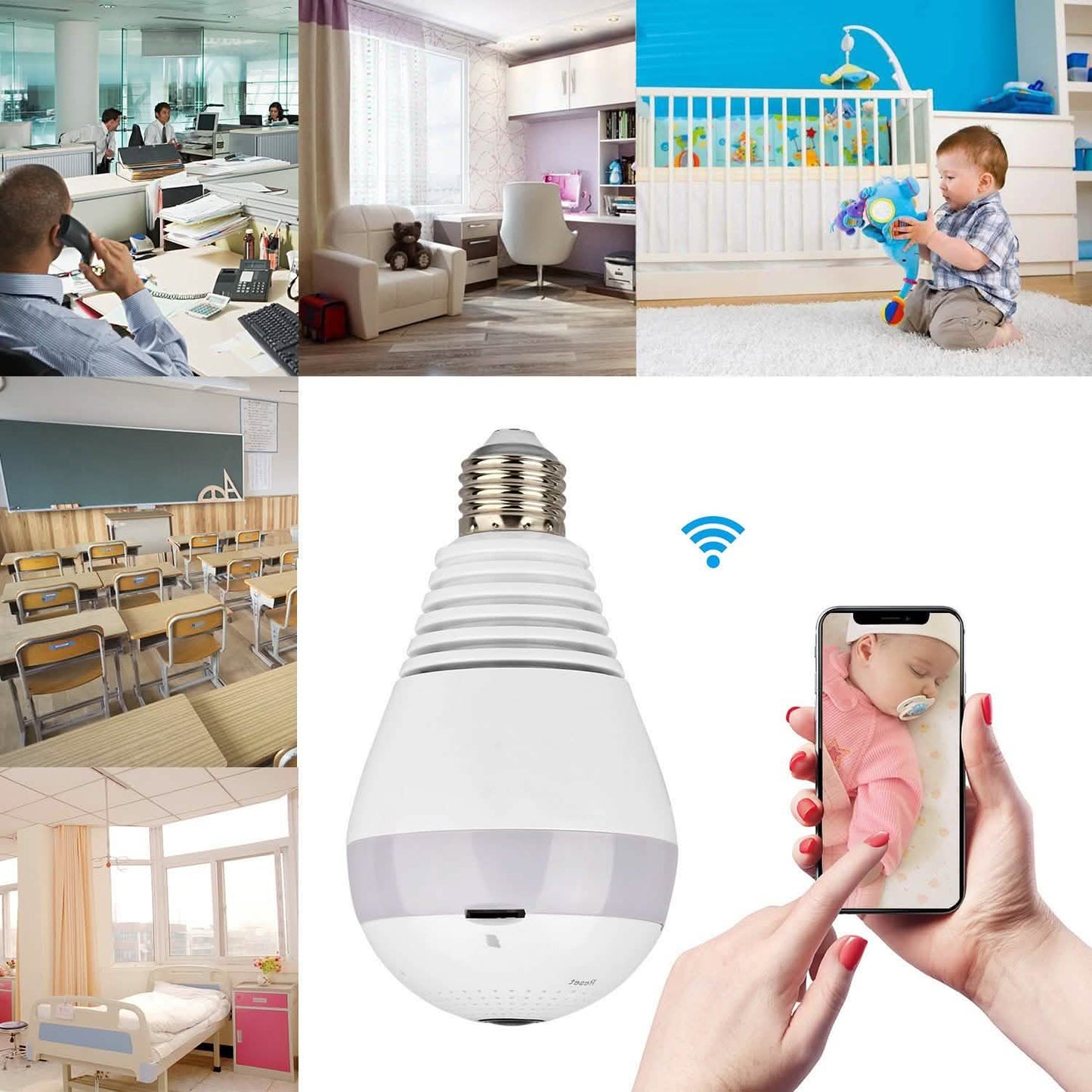 Bombilla WiFi con cámara de seguridad 960P 360°