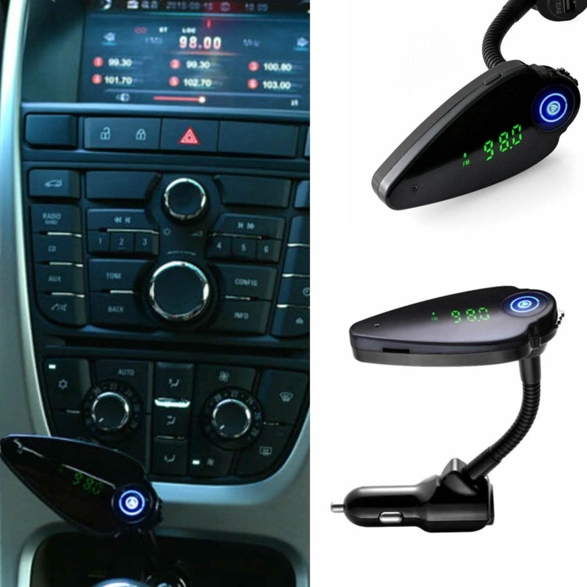 Transmisor FM Bluetooth Inalámbrico para Coche, Cargador USB, Adaptador Manos Libres de Audio