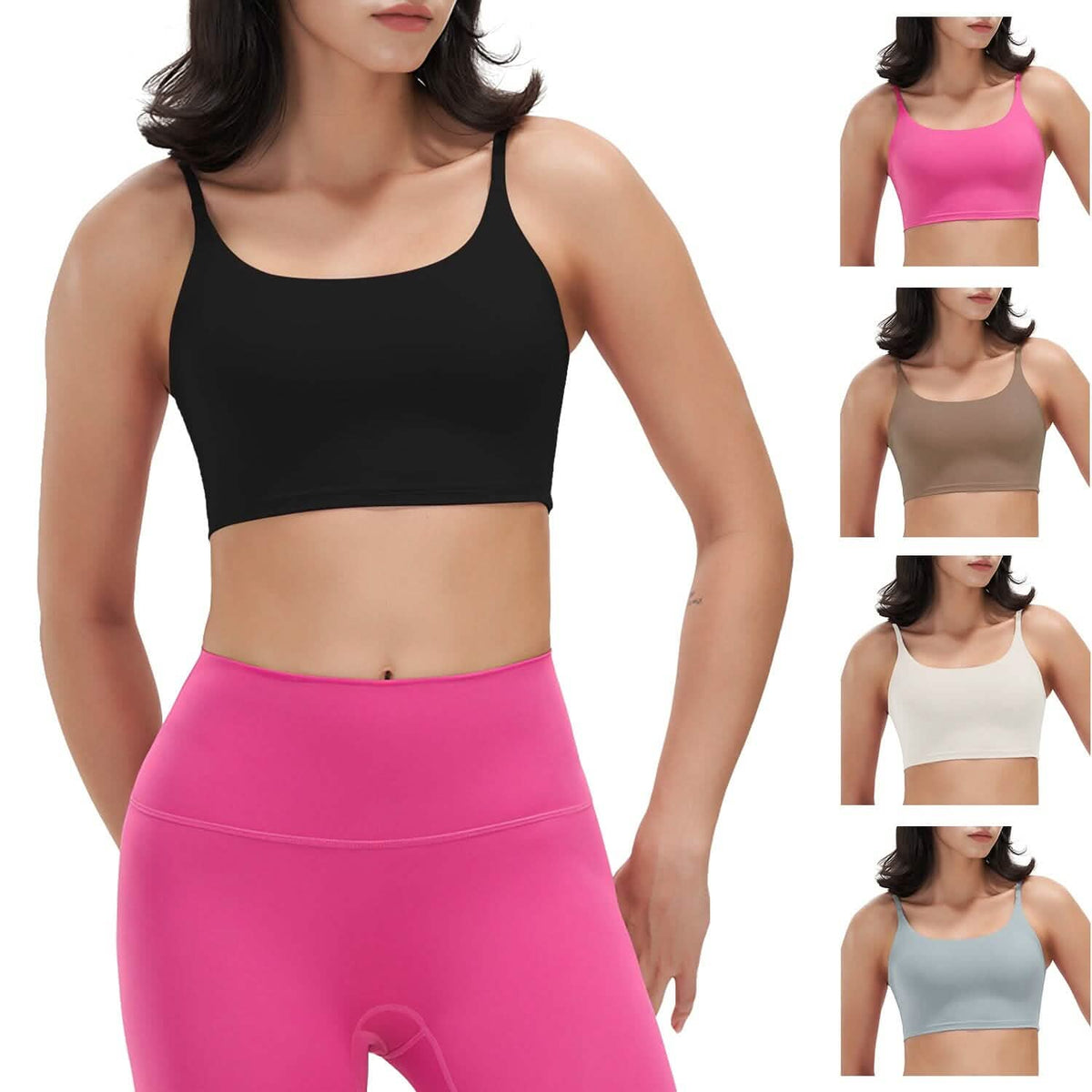 Sujetadores deportivos de tirantes para mujer, tops sin mangas acolchados con tiras