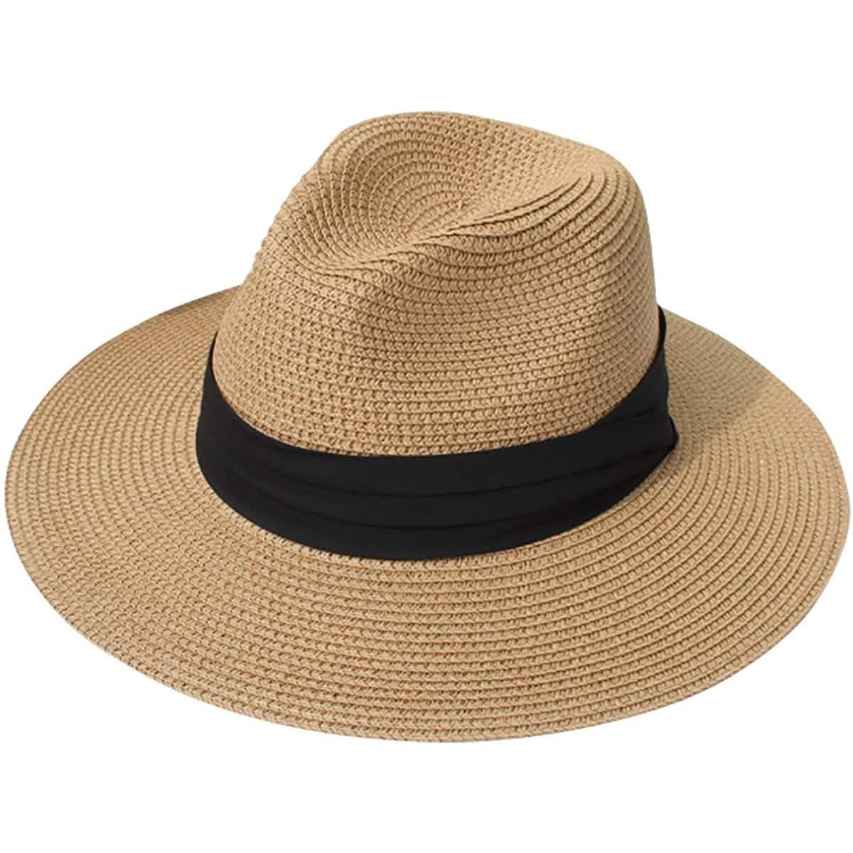 Sombrero de paja Panamá de ala ancha enrollable para mujer