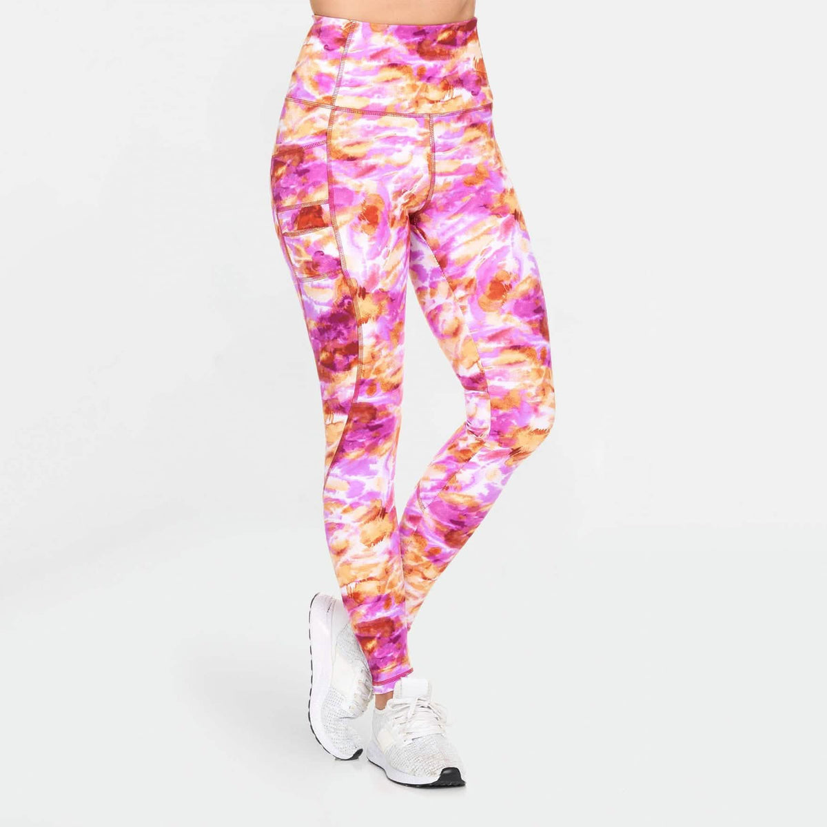 Leggings deportivos estampados de tiro alto con bolsillos para mujer