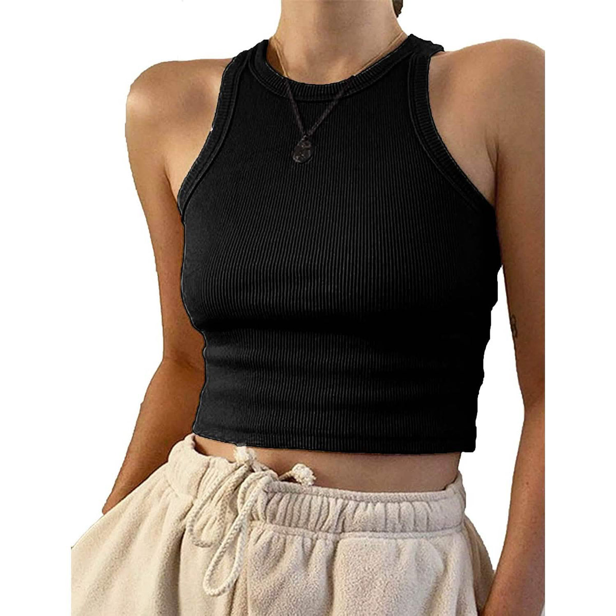 Camiseta básica de tirantes sin mangas para mujer