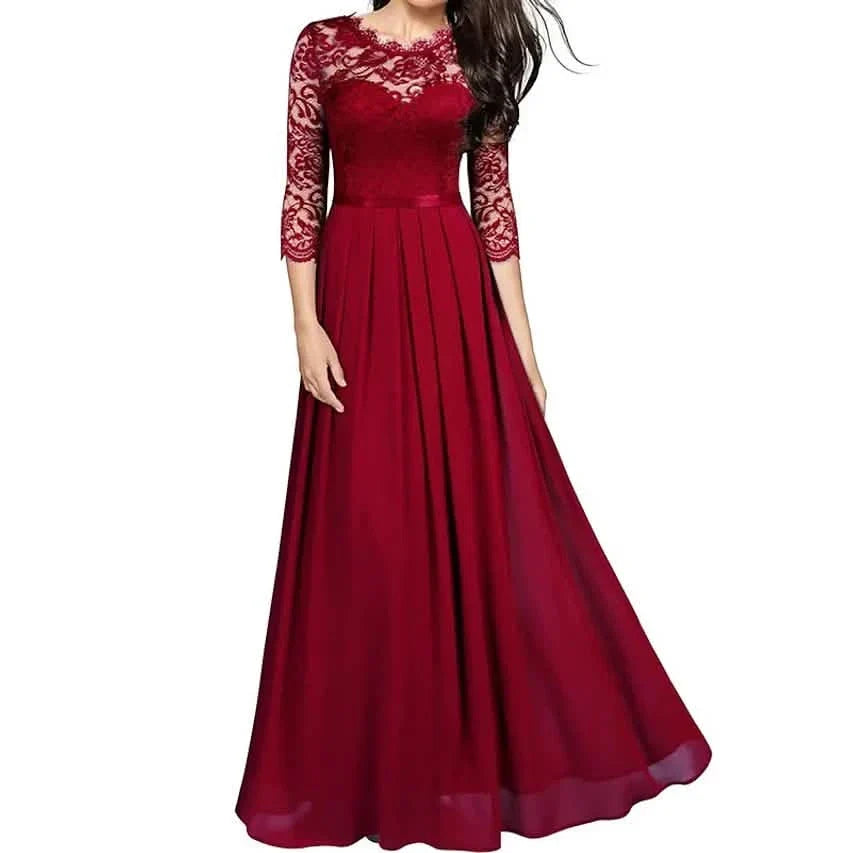 Vestido largo maxi de encaje formal de fiesta para mujer