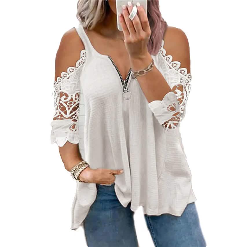 Top sexy de mujer con cuello en V y manga corta