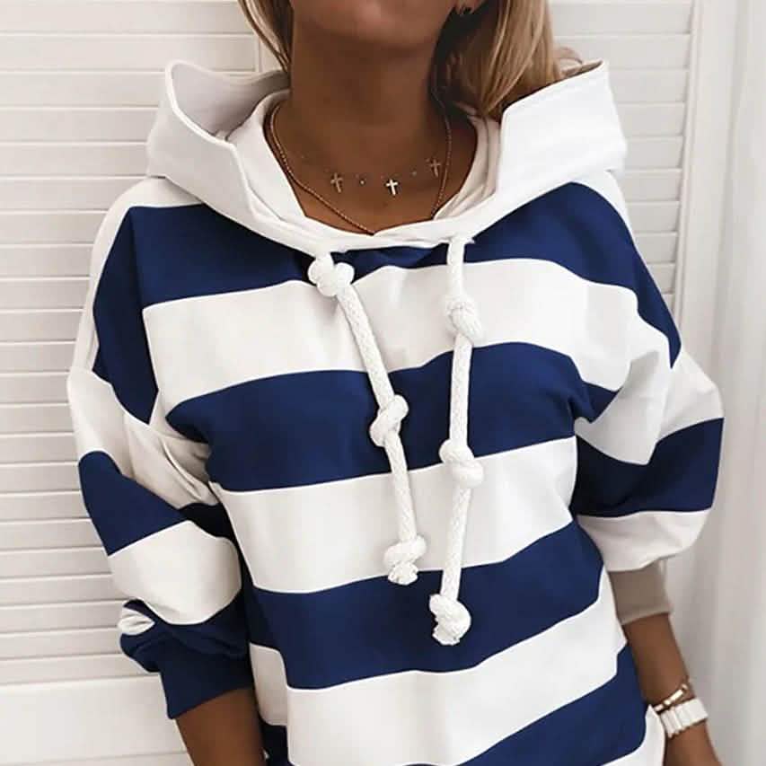 Sudadera con Capucha para Mujer a Rayas Básica Diaria Casual