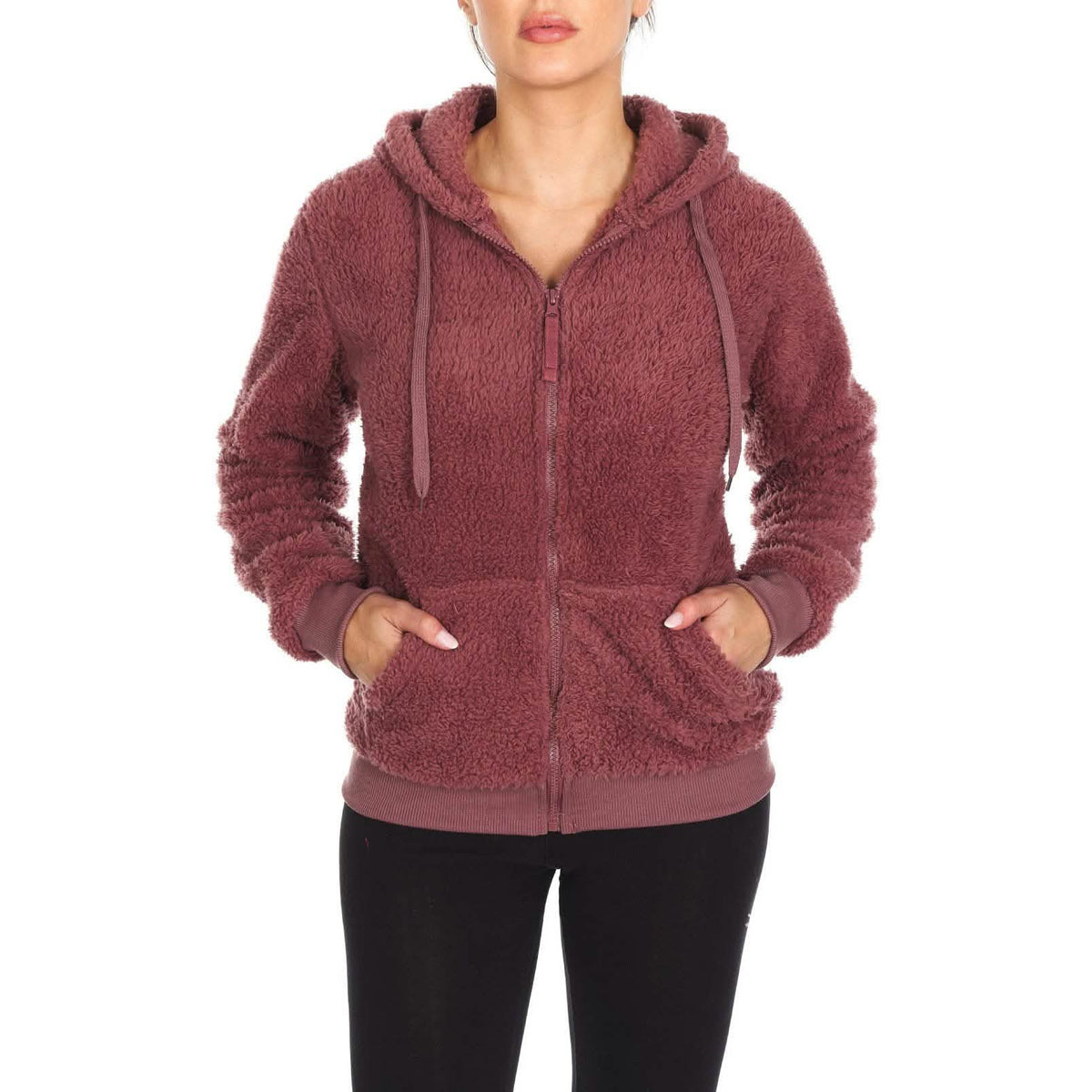 Sudadera con capucha y chaqueta de sherpa para mujer por dentro y por fuera