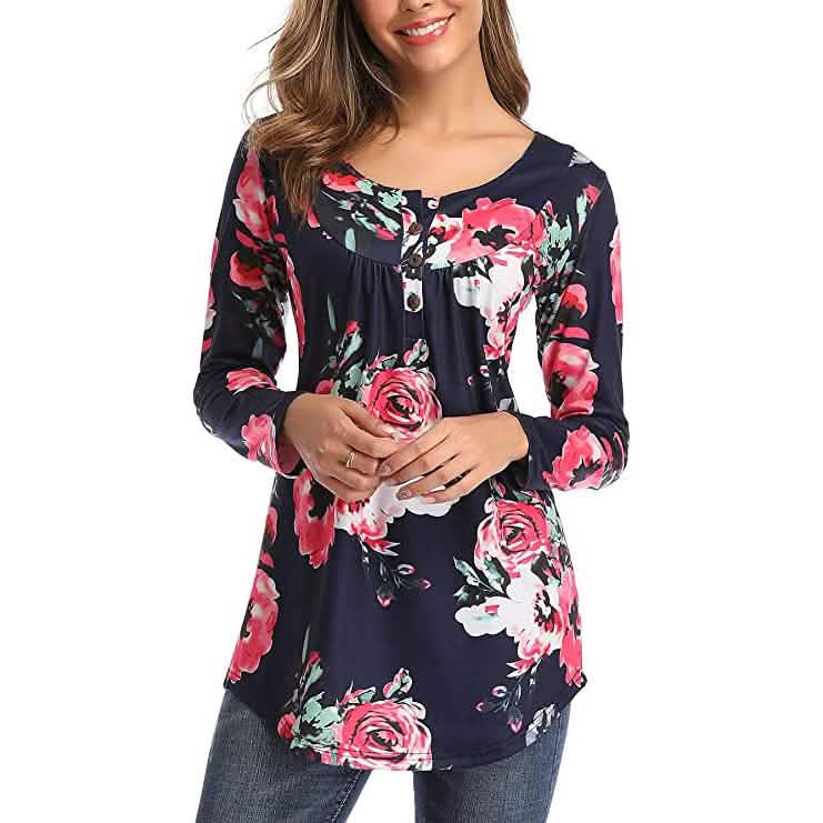 Blusas Túnica Acampanadas de Manga Larga para Mujer