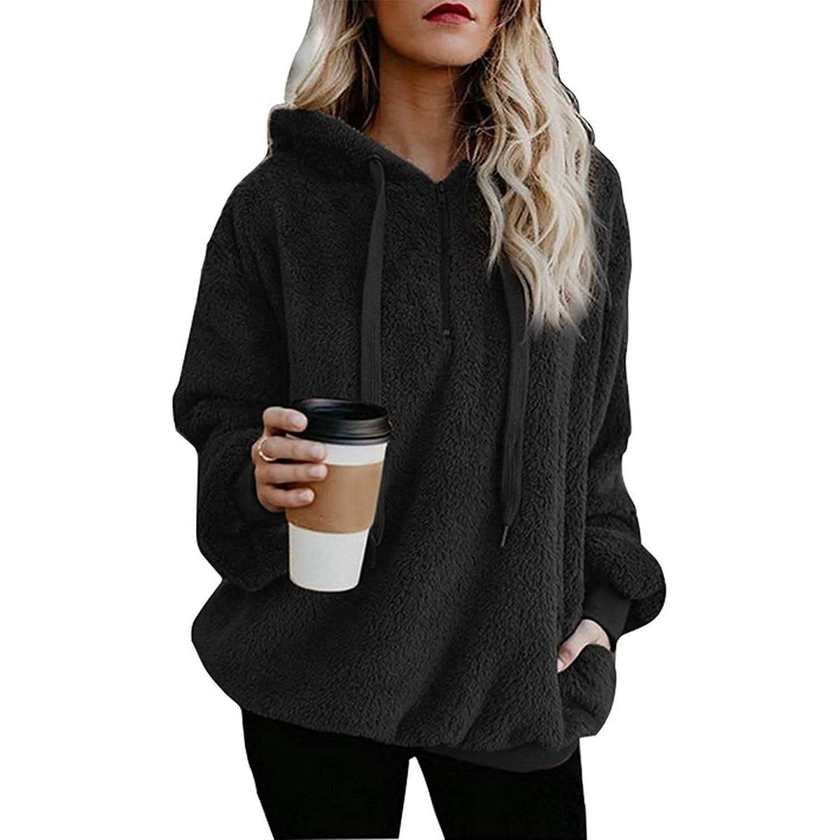 Sudadera polar con capucha oversize para mujer