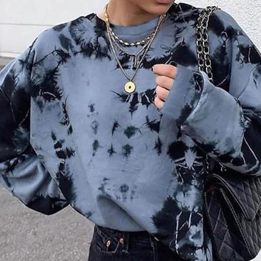 Sudadera con Capucha Ancha Teñido Anudado para Mujer