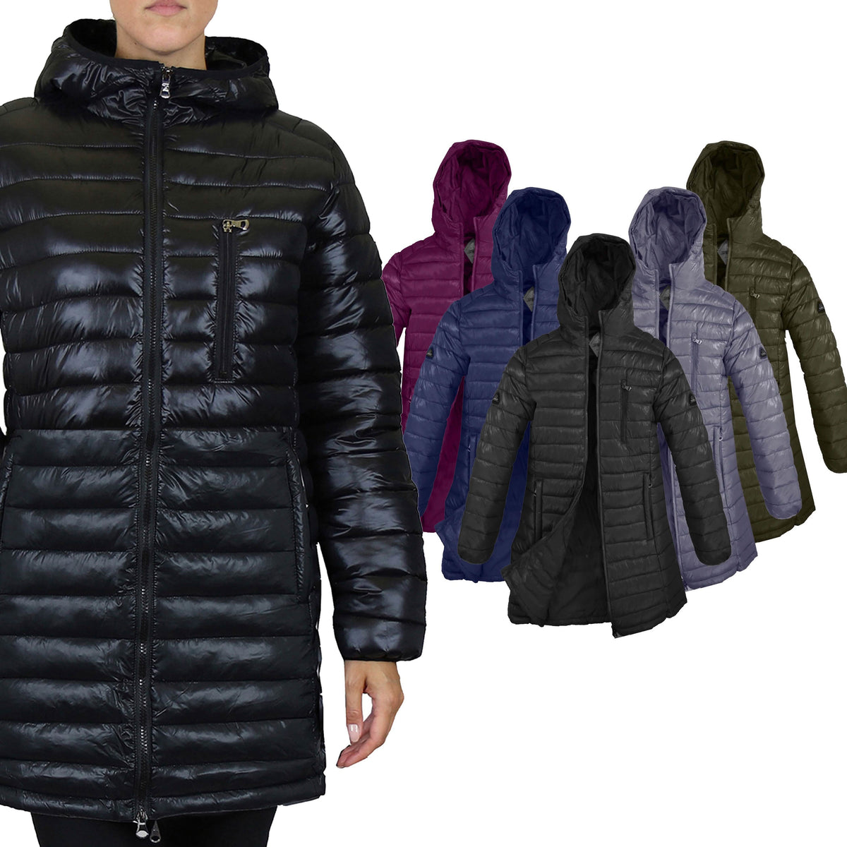 Chaqueta acolchada tipo burbuja para mujer con capucha no desmontable