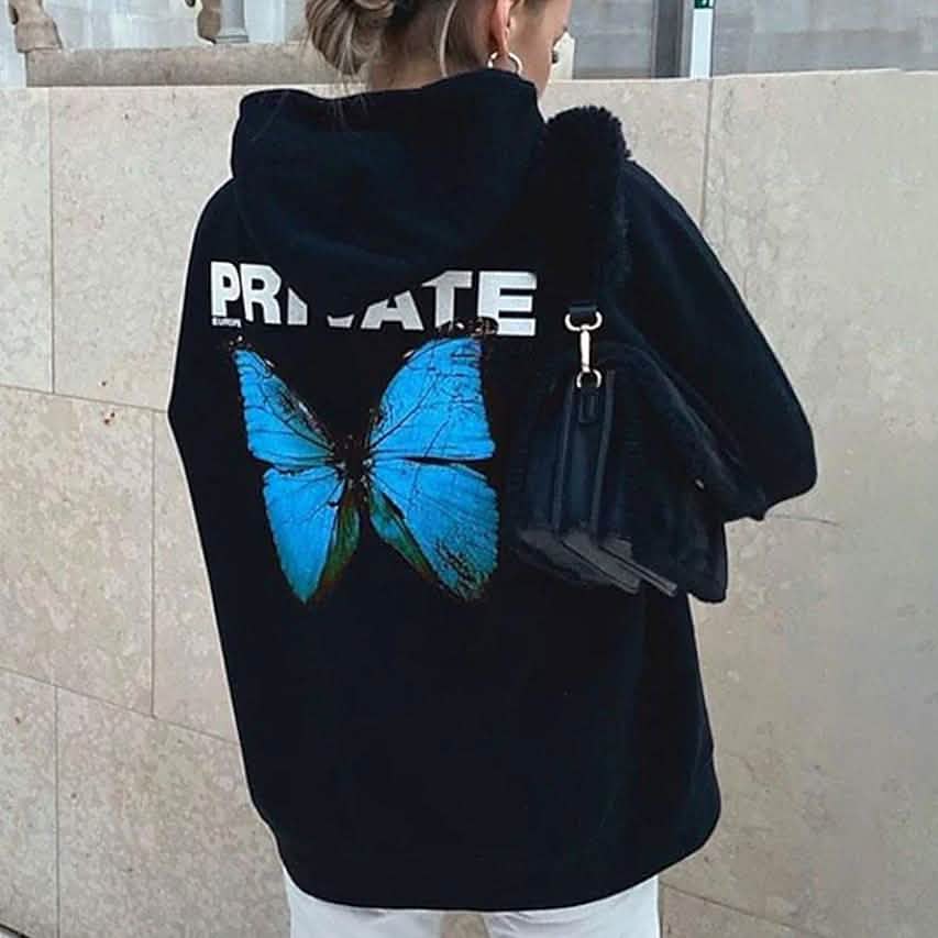 Sudaderas con capucha para mujer, con estampado de mariposa, texto y labios