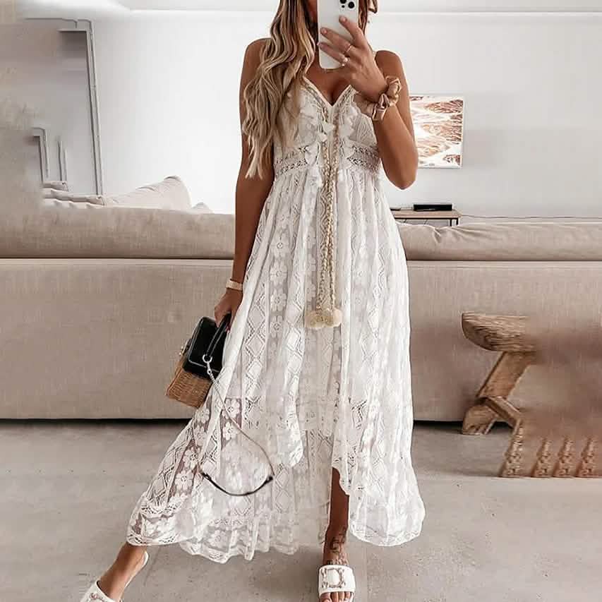 Vestido largo maxi acampanado para mujer