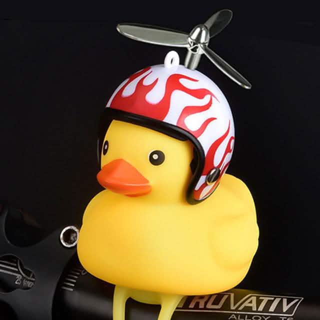 Timbre de patito amarillo con luz delantera para bicicleta