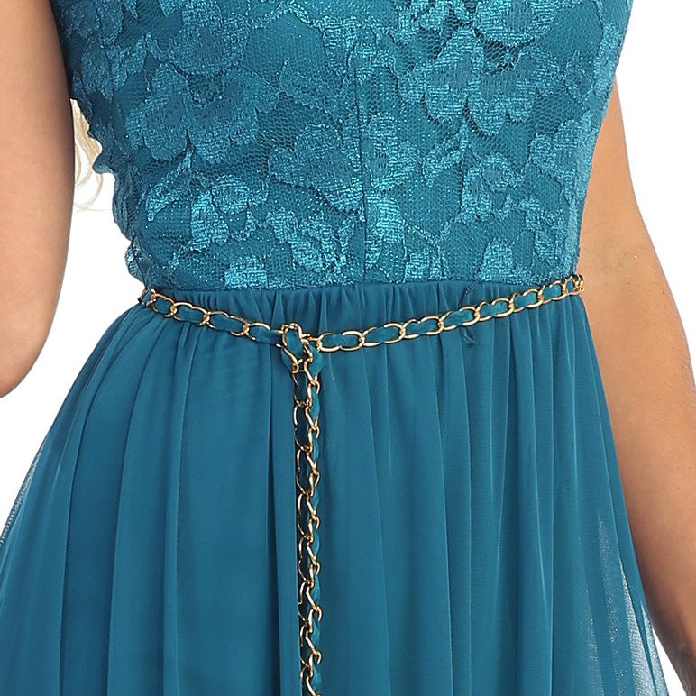 DESCUENTO - Vestido Negro Alto-Bajo con Top de Encaje Celavie 2387 (Talla 2XL)