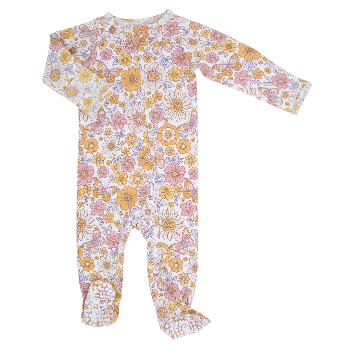 Mameluco con cremallera y estampado de flores retro vintage