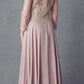 Juliet M12 Quarter Sleeved Embroidered Long A-Line Chiffon Dress