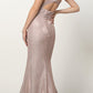 Juliet 695 Glitter Sheath Dress Floor Length Deep-V Neckline