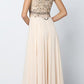 Juliet 657 Cap Sleeves Beaded Bodice A-line Long Dress