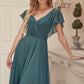 Juliet 261 Flutter Sleeve Formal Dress Cascade Back