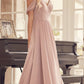 Vestido de noche formal Juliet 262 plisado con hombros descubiertos