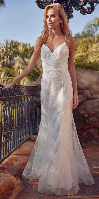 Vestido de novia ajustado con malla brillante Juliet 271W