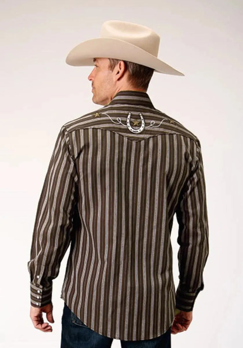 Camisa vaquera Roper Chocolate Stripe (marrón) - para hombre