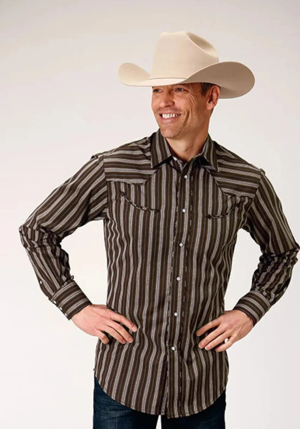 Camisa vaquera Roper Chocolate Stripe (marrón) - para hombre