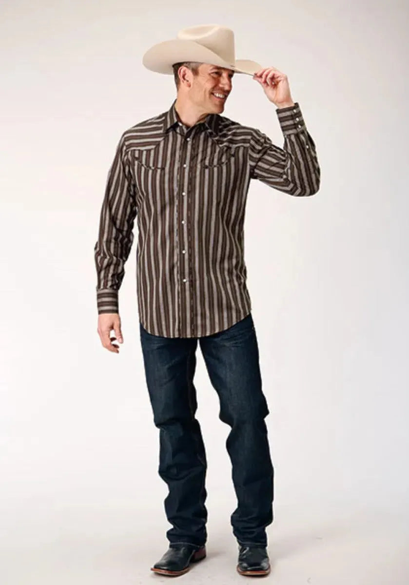 Camisa vaquera Roper Chocolate Stripe (marrón) - para hombre