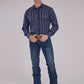 Roper 2477 Brown Stripe (Navy) - Men's Western Shirt