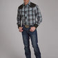 Roper 2105 Fancy Yoke Plaid (Grey) - Men's Western Shirt