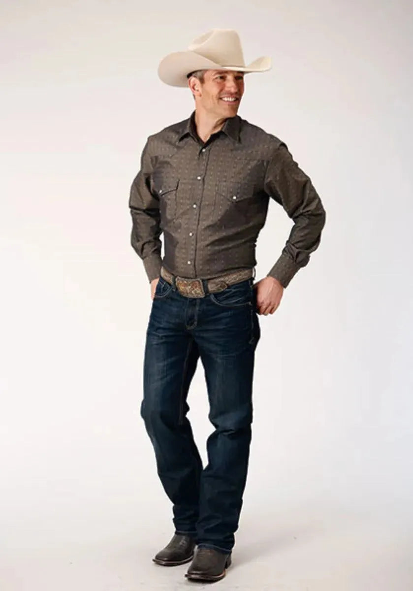 Camisa Vaquera Roper Floral Tone (Gris) - Hombre