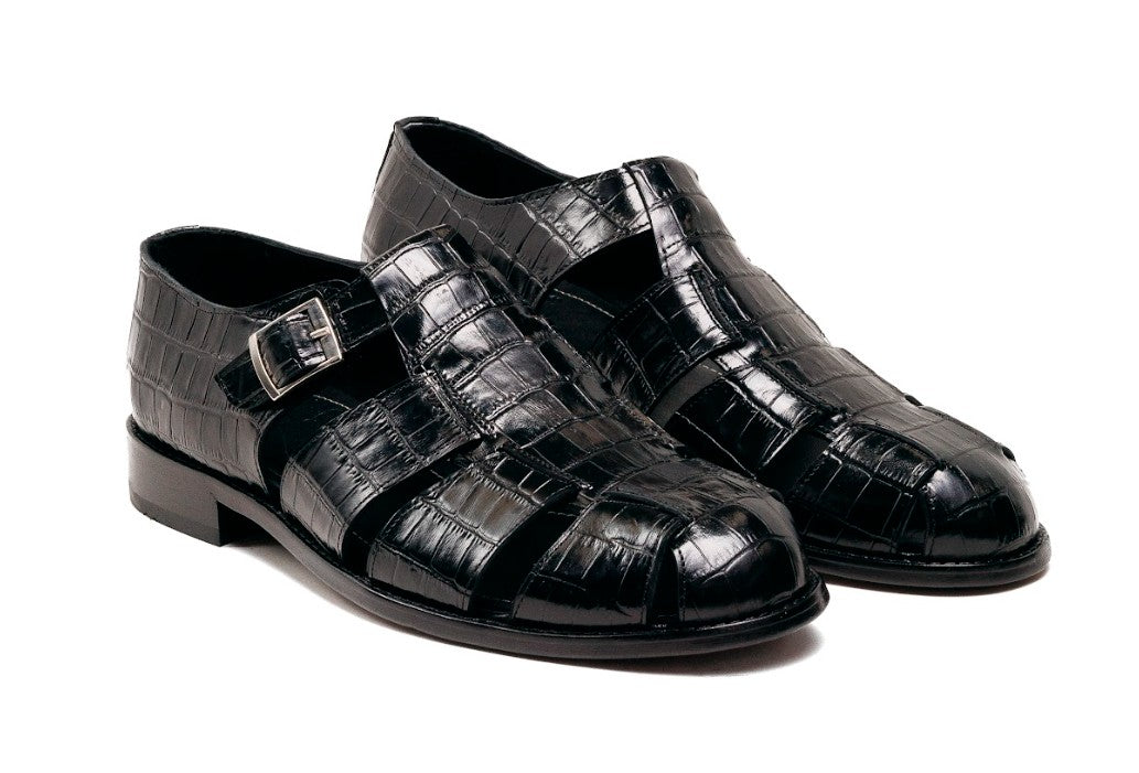 Sandalia de cocodrilo C Collection - Negro