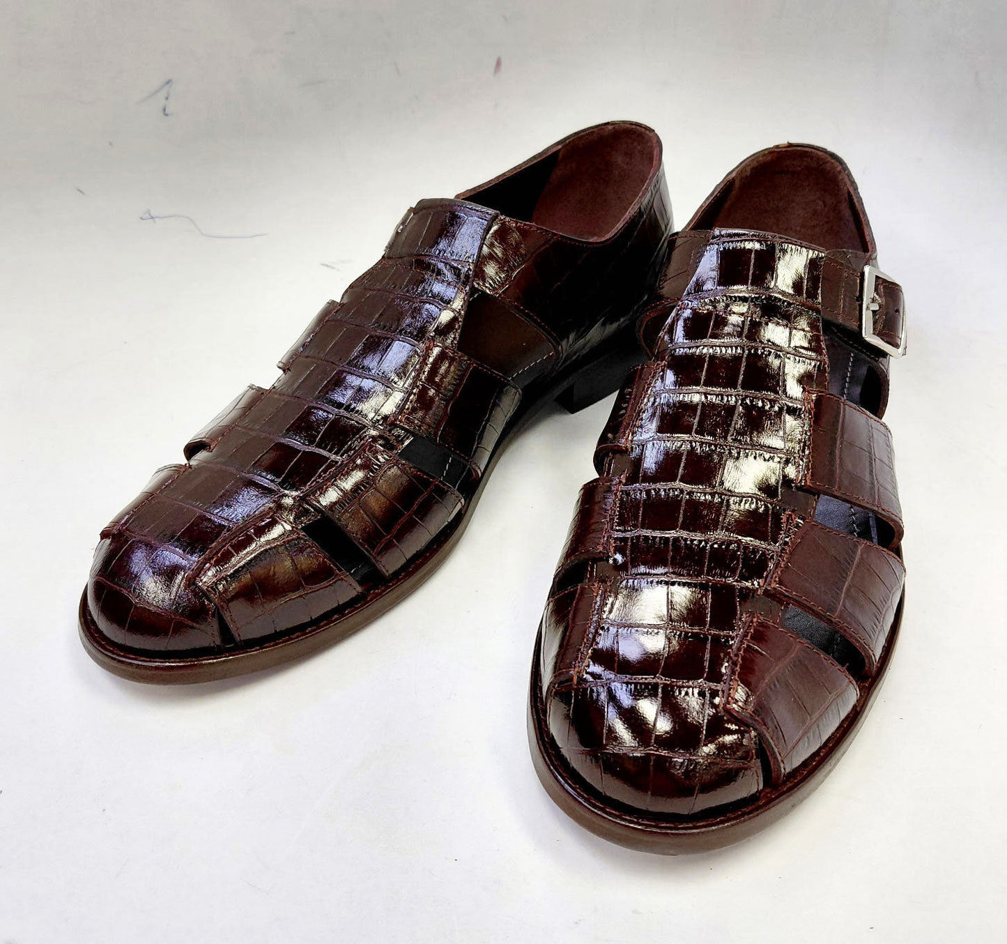 Sandalia C Collection Cocodrilo - Marrón
