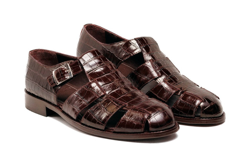 Sandalia C Collection Cocodrilo - Marrón