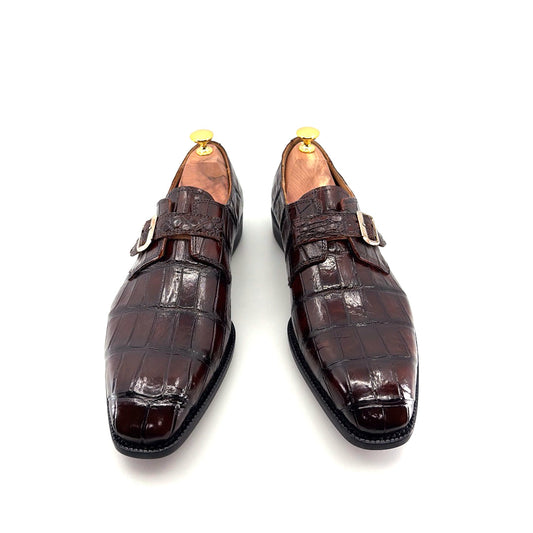 Maurice Raleigh Alligator Monkstrap Shoe - Brown