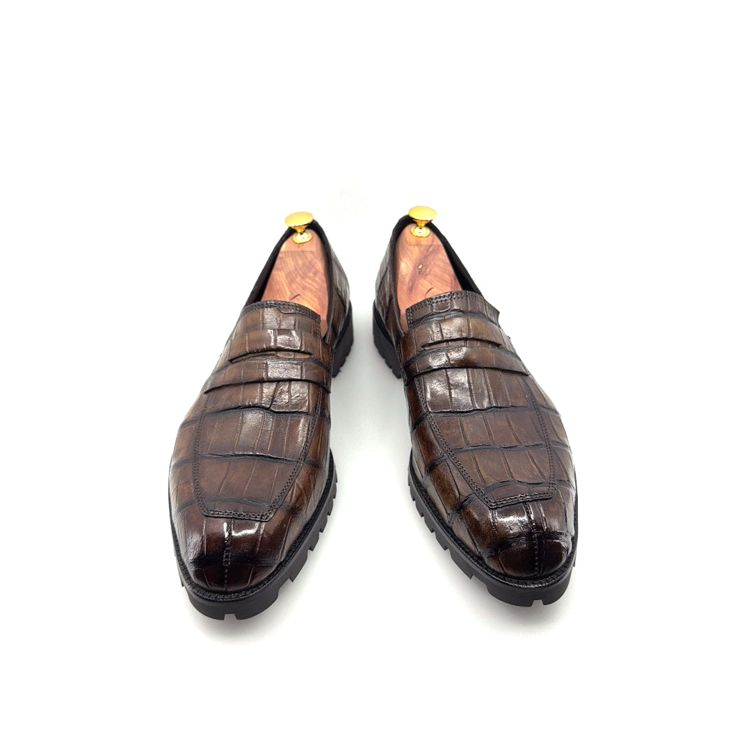 Maurice Carolina Custom Made Alligator Loafer - Brown