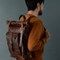 Brown Saddleback Backpack- Roll Top