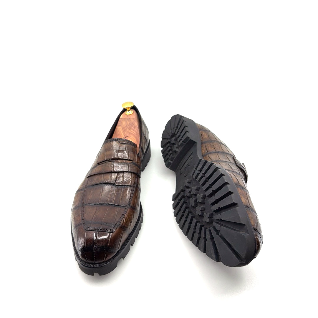 Maurice Carolina Custom Made Alligator Loafer - Brown