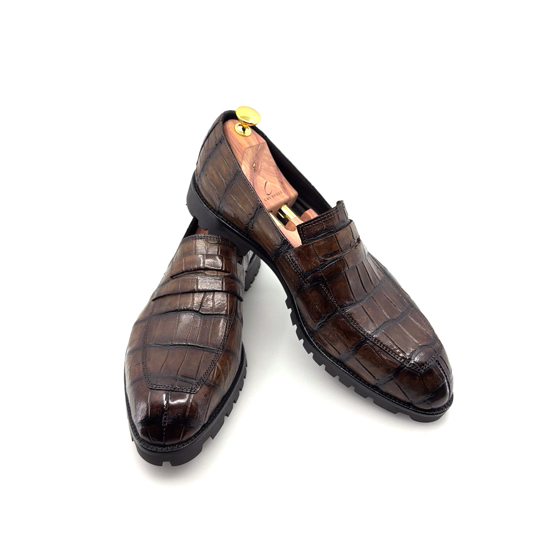 Maurice Carolina Custom Made Alligator Loafer - Brown