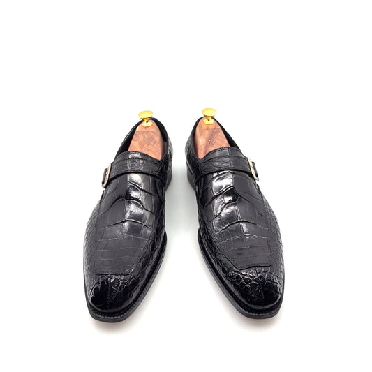 Maurice Sargeant Alligator Monkstrap - Black