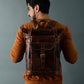 Brown Saddleback Backpack- Roll Top