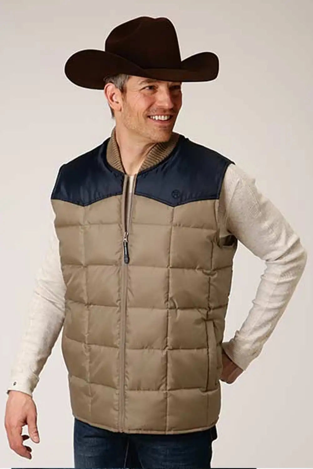 Chaleco acolchado Roper 1473 (Caqui/Azul marino) - Chaleco para hombre