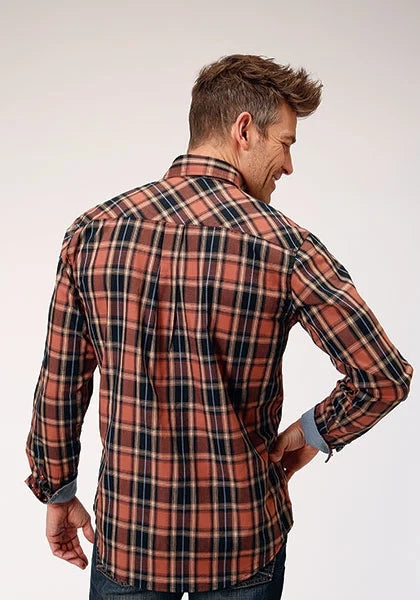 Roper 1853 Dobby Plaid (Marrón) - Camisa Vaquera de Hombre
