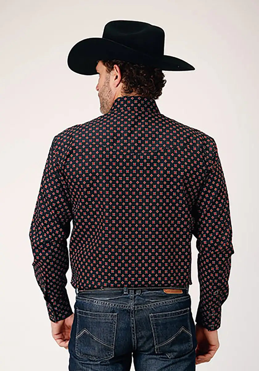 Camisa vaquera de hombre Roper Black Canyon Cottage Foulard (Negro)
