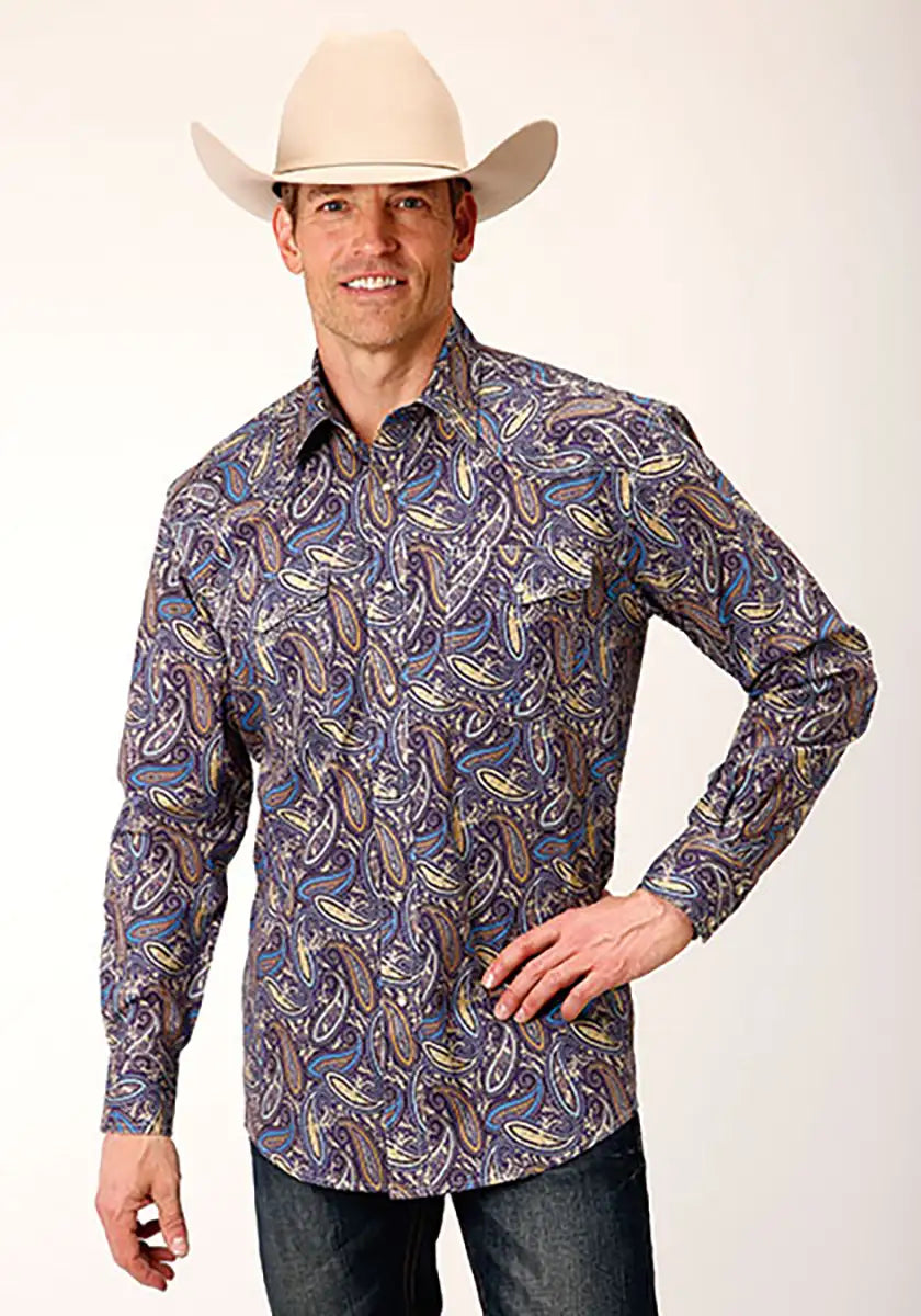 Roper Plum Ridge Royal Paisley (Ciruela) - Camisa vaquera de hombre