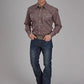 Camisa vaquera para hombre - Roper Fall River Ginger Foulard (Marrón)