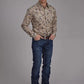 Roper 2116 Brushstroke Cowboys Print (Brown) - Men's Western Shirt