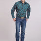 Roper 2627 Brushstroke Cowboys Print (Blue) - Men's Western Shirt